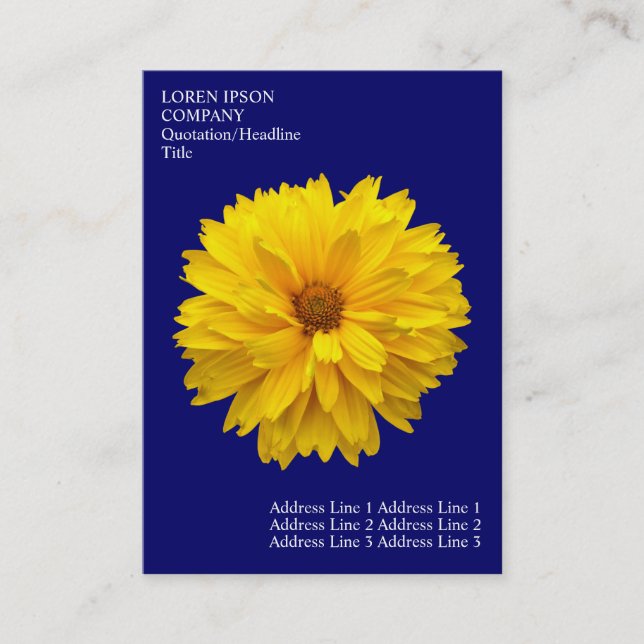Cartão De Visita Flores Mínimas - Chrysanthemum - Azul Profundo (Frente)