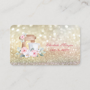 Cartão De Visita Flores Mixer Bokeh Elegante Padaria