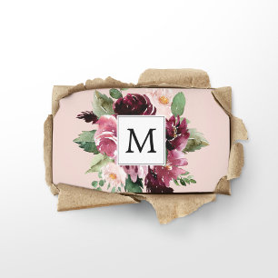 Cartão De Visita Flores Modernas de Aquarela Monogramadas