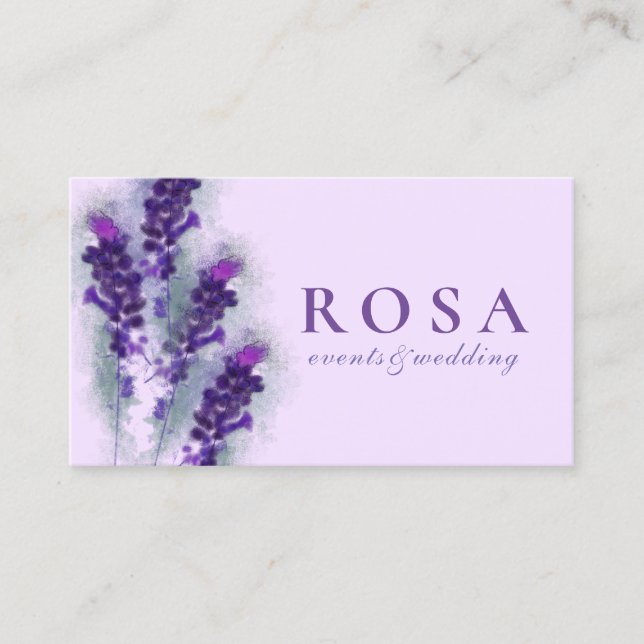 Cartão De Visita Flores Modernas de Lavanda Roxa (Frente)