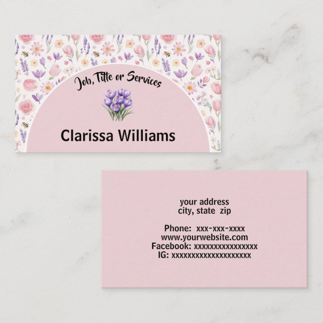 Cartão De Visita Flores pastosas (Frente/Verso)