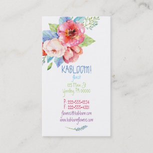 Cartão De Visita Flores Pintadas a Aquarela Multi Cor Floral