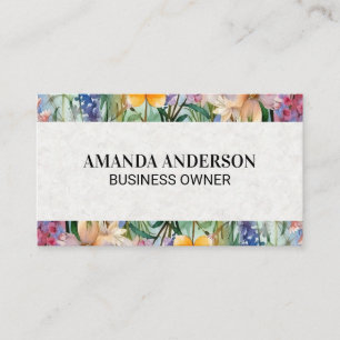 Cartão De Visita Flores Pintadas em Aquarela Decorativas