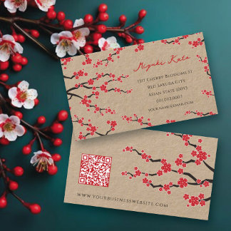 Cartão De Visita Flores Red Sakura Flores Orientais Flores de Cerej