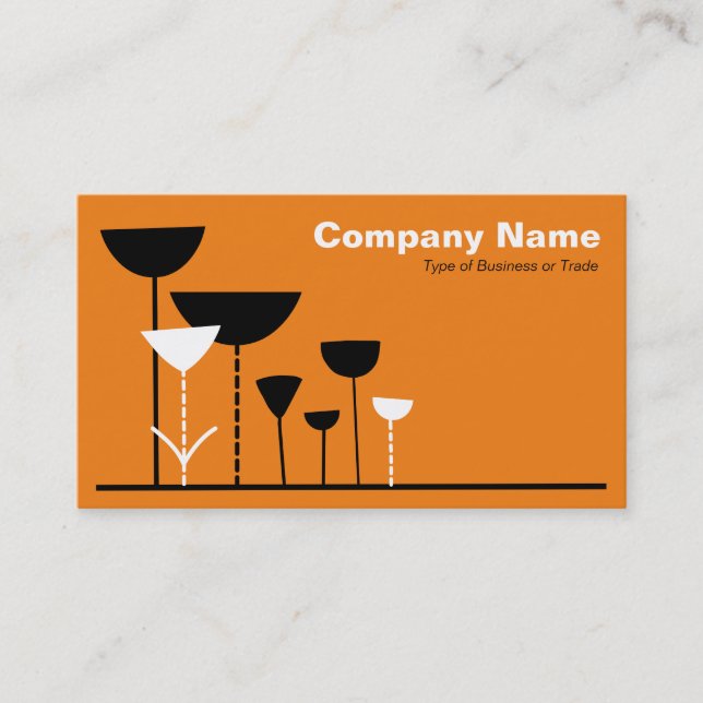 Cartão De Visita Flores Retro v2 - Laranja (Frente)