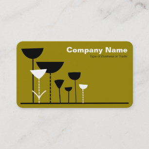 Cartão De Visita Flores Retro v2 - Marrom Ouro