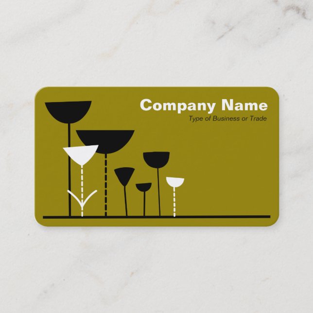 Cartão De Visita Flores Retro v2 - Marrom Ouro (Frente)