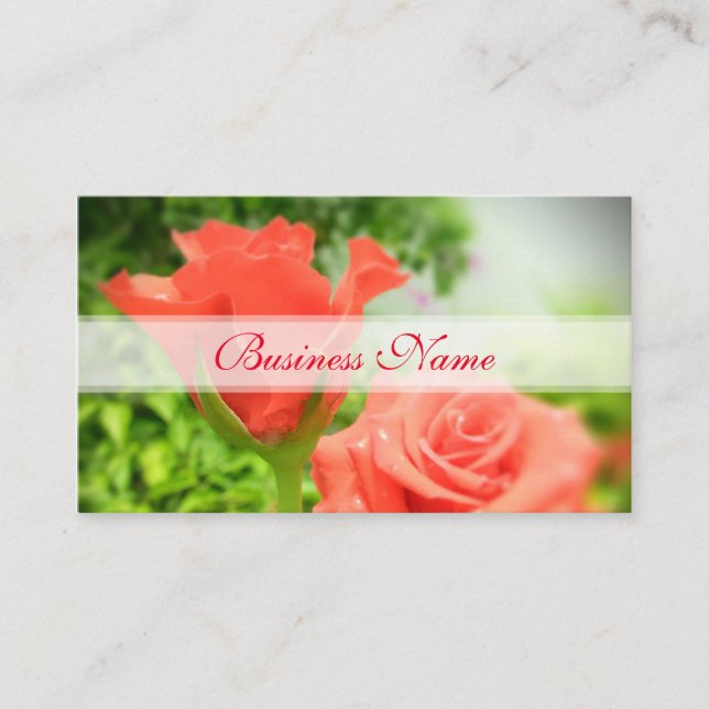 Cartão De Visita Flores Românticas de Rosa (Frente)