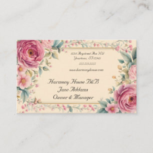 Cartão De Visita Flores Rosa Quadro Dourado B&B