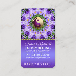 Cartão De Visita Flores Roxas de Margarida Mandala Cura Holística