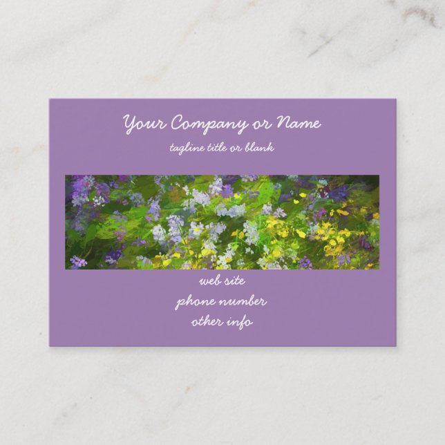 Cartão De Visita Flores Selvagens Impasto - Arte Flor Original (Frente)