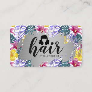 Cartão De Visita Flores Tropicais Coloridas Plantas Cabelo
