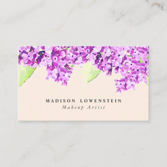 Cartão De Visita Flores violetas do Lilac da aguarela (Frente)