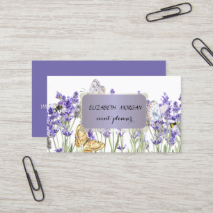 Cartão De Visita Flores Violetas Elegantes Profissionais de Jardim
