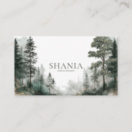 Cartão De Visita Floresta em Aquarela Minimalista Moderna