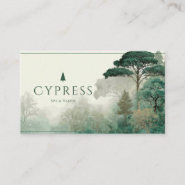 Cartão De Visita Floresta Nebulosa Esmeralda Verde Paisagem Serena