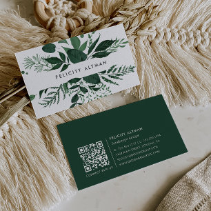 Cartão De Visita Floresta Selvagem Código QR botânico
