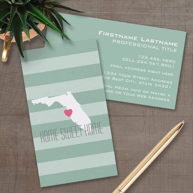 Cartão De Visita Flórida Home State Love with Custom Heart (Custom Business Card Template)