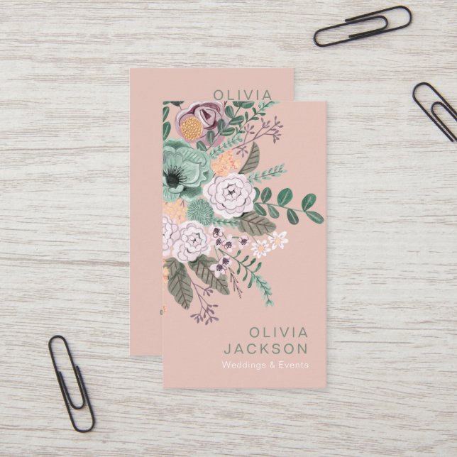 Cartão De Visita Flórida rústica elegante (Frente/Verso In Situ)