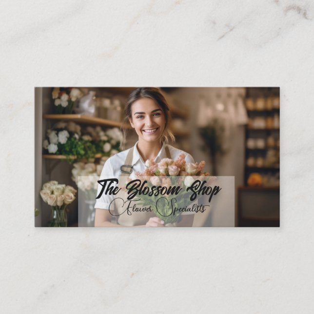 Cartão De Visita Florist Organizando Flores para um Cliente (Frente)