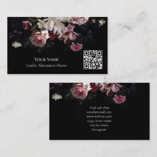 Cartão De Visita Florista Alternativa de Floral Gótico Escuro