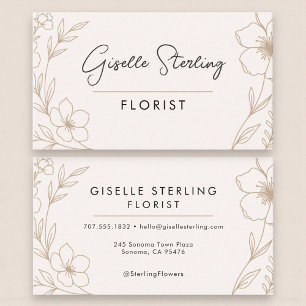 Cartão De Visita Florista Botânico Elegante Rosa e Preto