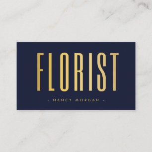 Cartão De Visita Florista Código Qr De Foto Azul Marinho E Dourado