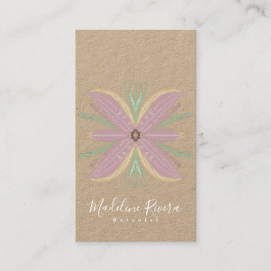 Cartão De Visita Florista de Botânica, Verde Floral Designer Kraft