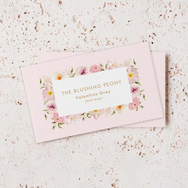 Cartão De Visita Florista de Casamento Floral Rosa Elegante (Blush Floral Florist Business Card)