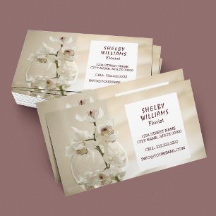 Cartão De Visita Florista de Orquídea Minimalista Elegante