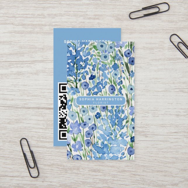 Cartão De Visita Florista de varredura de código QR personalizado A (Frente/Verso In Situ)