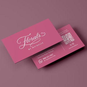 Cartão De Visita Florista Designer Floral de Luxo Rosa