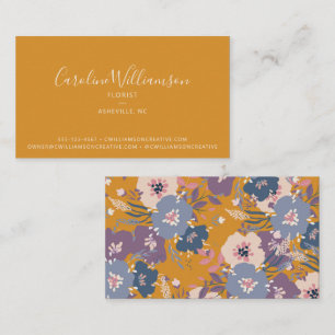 Cartão De Visita Florista Floral Botânico Amarelo Boho Moderno