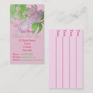 Cartão De Visita Florista floral da arte das folhas cor-de-rosa das