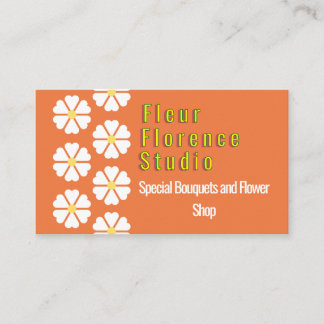 Cartão de Visita Florista Floral Retro Daisy