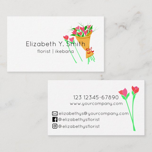 Cartão De Visita Florista Minimalista (Frente/Verso)