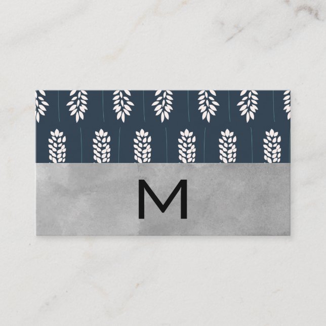 Cartão De Visita Florista | Monograma e Bloco de Aquarelas (Frente)