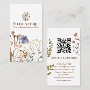 Cartão De Visita Florista Vintage Elegante Tipografia Botânica Maci