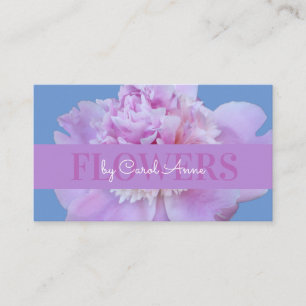 Cartão De Visita Floristas Rosa Flor Púrpura Azul Clássico
