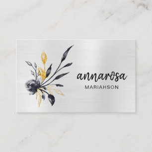 Cartão De Visita *~* Flower Floral DOURADO LOGOTIPO QR FOTO