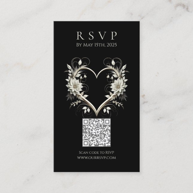 Cartão De Visita Fluxos de código QR de RSVP de Casamento Moderno c (Frente)