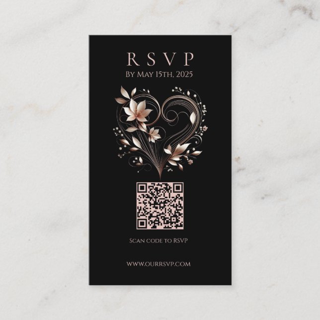 Cartão De Visita Fluxos de código QR de RSVP de Casamento Moderno c (Frente)