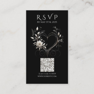 Cartão De Visita Fluxos de código QR de RSVP de Casamento Moderno c
