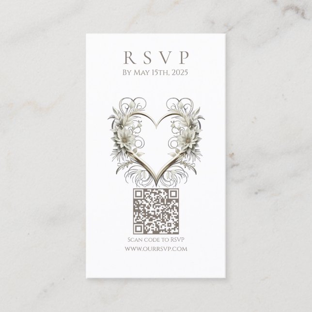 Cartão De Visita Fluxos de código QR de RSVP de Casamento Moderno c (Frente)