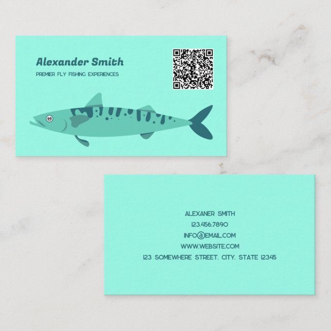 Cartão De Visita Fly Pesca Personalizada QR (Frente/Verso)