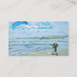 Cartão De Visita Flying a kite at the beach Painting Business Cards