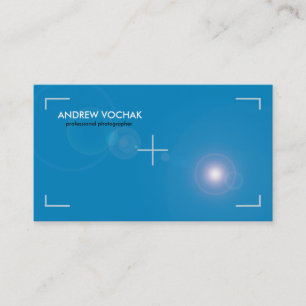 Cartão De Visita "focalize" a fotografia azul e branca simples