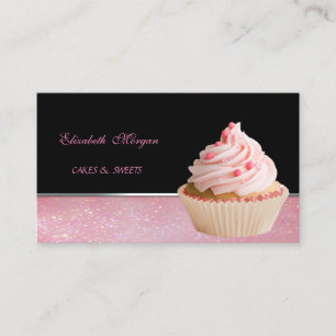 Cartão De Visita Fofa Adorável Elegante, Padaria de Cupcakes