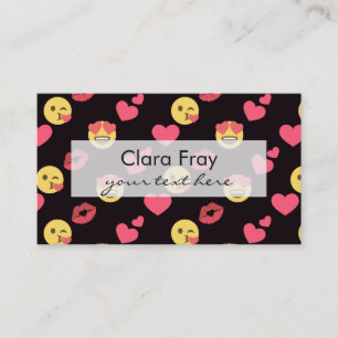 Cartão De Visita fofinho doce emoji ama corações beijam o padrão