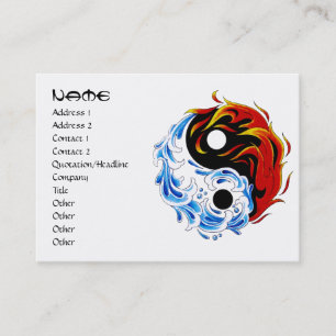 Cartão De Visita Fogo legal Yin Yang da água do símbolo do tatuag